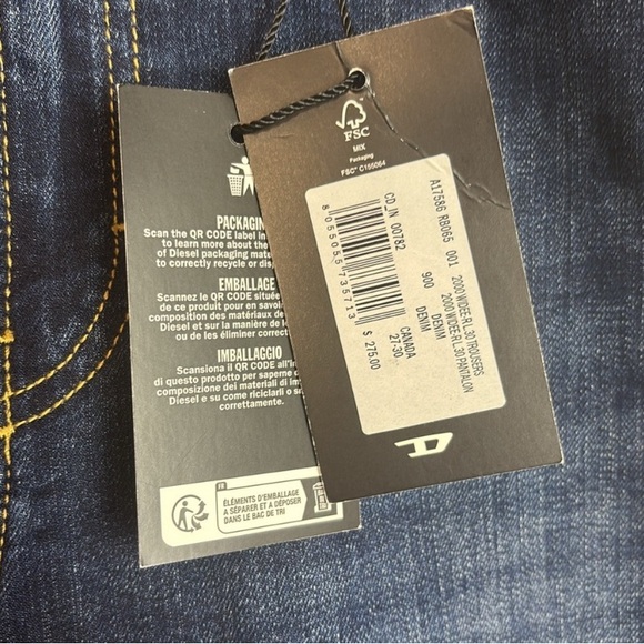 Diesel 2000 Widee Selvedge Jeans | Cotton Hemp Stretch | Size 27 - Picture 3 of 4